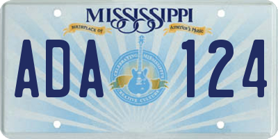 MS license plate ADA124
