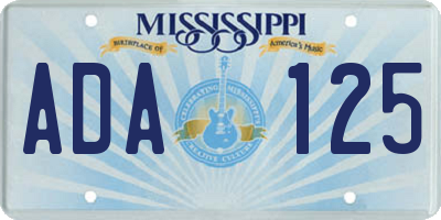MS license plate ADA125
