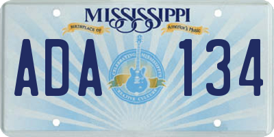 MS license plate ADA134