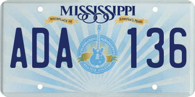 MS license plate ADA136