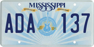 MS license plate ADA137