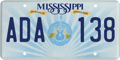 MS license plate ADA138