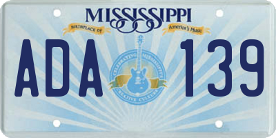 MS license plate ADA139