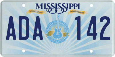 MS license plate ADA142