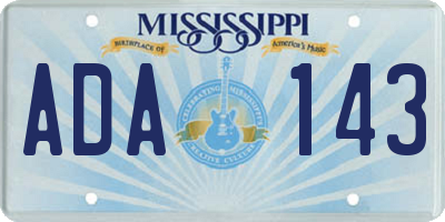 MS license plate ADA143