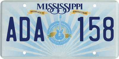 MS license plate ADA158