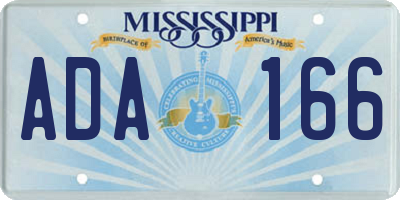 MS license plate ADA166