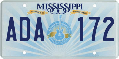 MS license plate ADA172