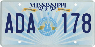 MS license plate ADA178