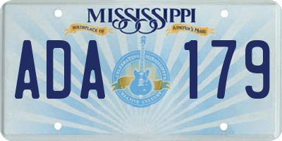 MS license plate ADA179