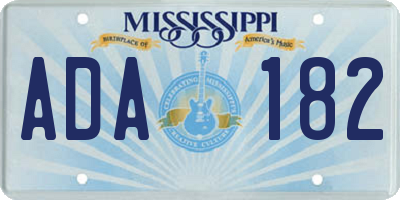 MS license plate ADA182