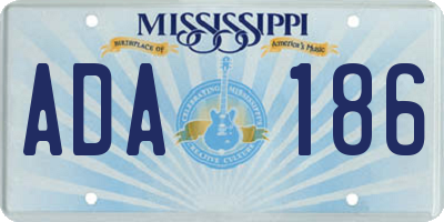 MS license plate ADA186