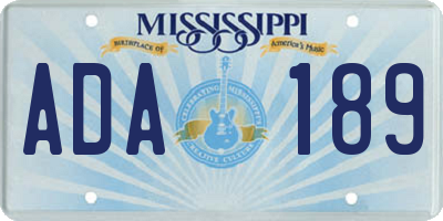 MS license plate ADA189