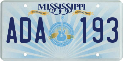 MS license plate ADA193