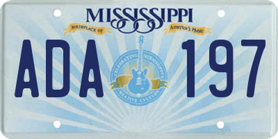 MS license plate ADA197