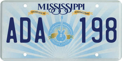 MS license plate ADA198