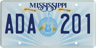 MS license plate ADA201