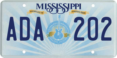 MS license plate ADA202