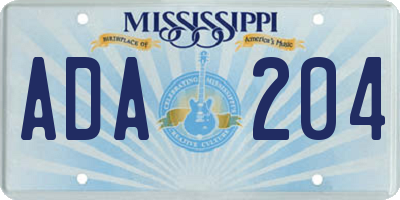 MS license plate ADA204