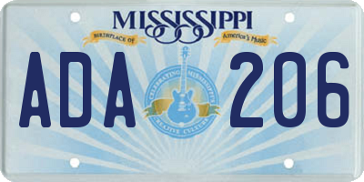 MS license plate ADA206