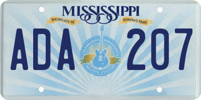 MS license plate ADA207