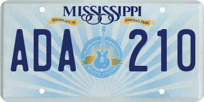 MS license plate ADA210