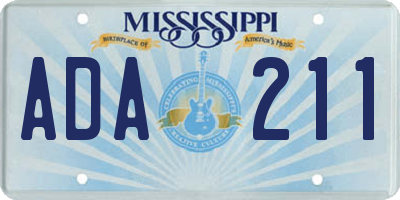 MS license plate ADA211