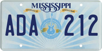 MS license plate ADA212