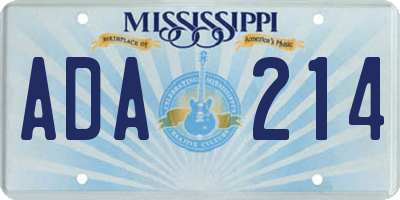 MS license plate ADA214