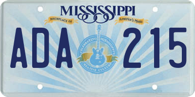 MS license plate ADA215