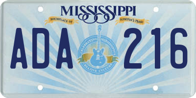 MS license plate ADA216