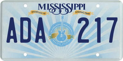 MS license plate ADA217