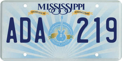 MS license plate ADA219