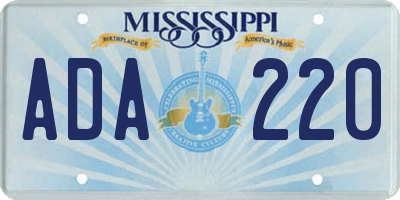 MS license plate ADA220