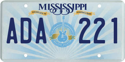 MS license plate ADA221