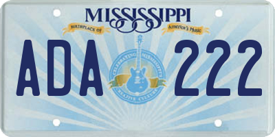 MS license plate ADA222