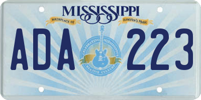 MS license plate ADA223