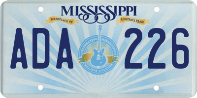 MS license plate ADA226