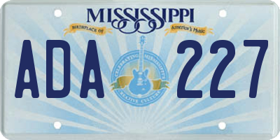 MS license plate ADA227