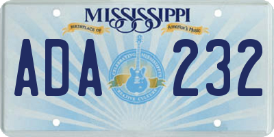 MS license plate ADA232