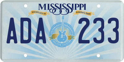 MS license plate ADA233
