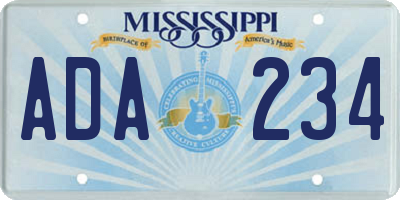 MS license plate ADA234
