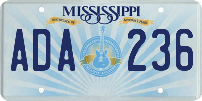 MS license plate ADA236