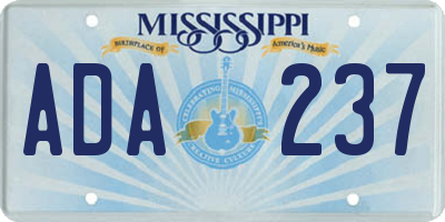 MS license plate ADA237