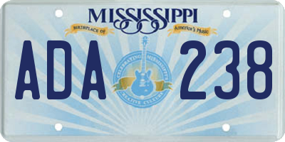 MS license plate ADA238