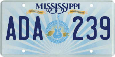 MS license plate ADA239