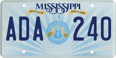 MS license plate ADA240