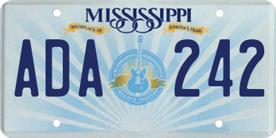MS license plate ADA242