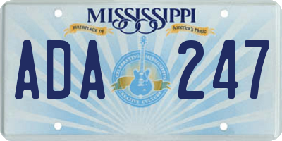 MS license plate ADA247