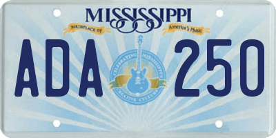 MS license plate ADA250